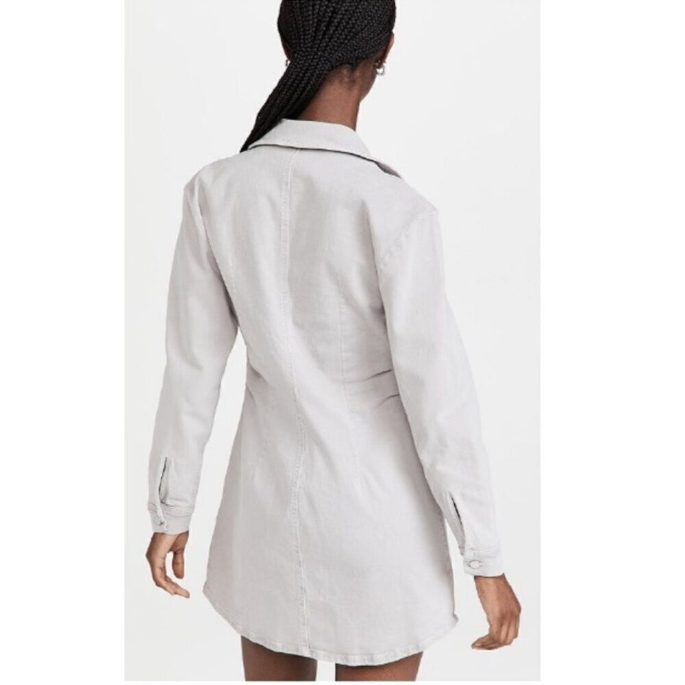 NWT Le‎ Jean Eliza Denim Taupe Mini Shirt Dress, XS - Picture 2 of 13